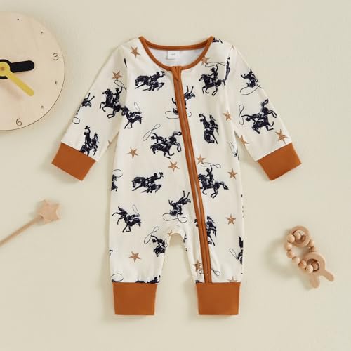 Newborn Western Baby Boy Girl Clothes Cowboy Cowgirl Baby Romper Gender Neutral Cow Jumpsuit Fall Winter Outfit2