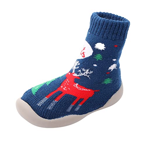 sfdgfhyf Winter Shoes for Toddler Cute Baby Christmas Santa Trees Printed Kids Baby Walking Shoes Animal Knitted Rubber