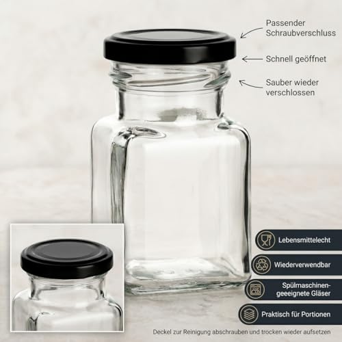 Bocaux de conservation 150 ml carrés et petits pots en verre - 5
