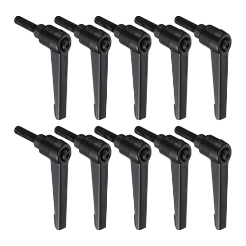 Image of uxcell 10pcs Lever Adjustable Handles M6 x 20mm Metric Male Thread, Level Clamping Handle Hand Stud Knobs Rotating Screw Handles Bolts with Locking Lever, Black