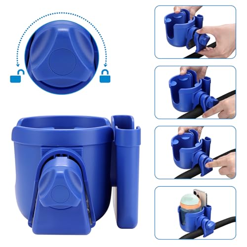 Image of Accmor Stroller Cup Holder with Phone Holder, Bike Cup Holder, Universal Cup Holder for Uppababy Nuna Doona Strollers, 2-in-1 Cup Holder for Walker, Wheelchair, Scooter