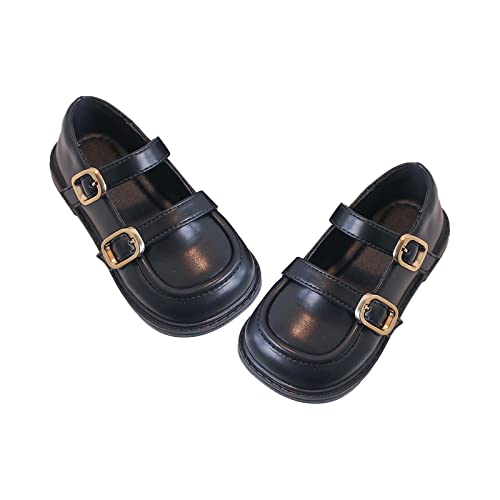 Toddler Girls Mary Jane Shoes Little Kid Comfortable School Shoes PU Leather Dress Shoes for Big Kid (Black, 10.5 Little Kids)