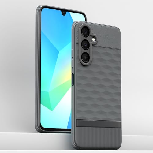 Image of Pikkme Back Cover for Samsung Galaxy A16 5G Camera Protection 3D Hexa Cube Design Silicone Protective Bumper Case (Grey)