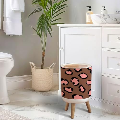 Caneca de basura pequeña con tapa diseño leopardo miniatura 6