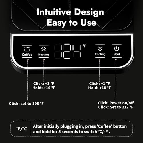 Gooseneck Electric Kettle Stainless Steel 27oz Temperature Control Pour Over Coffee and Tea Black
| 27oz Electric Kettl