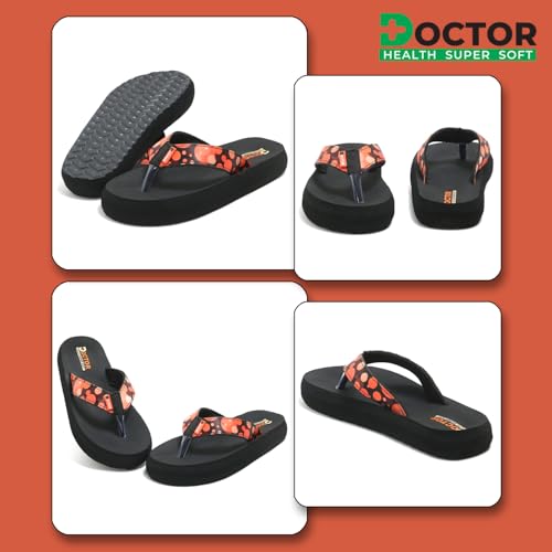Image of DOCTOR HEALTH SUPER SOFT Women Stylish Printed Flip Flops | Soft Cushioned Everyday Wear Slippers for Women | Lightweight Anti-Slip Casual Thong Sandals