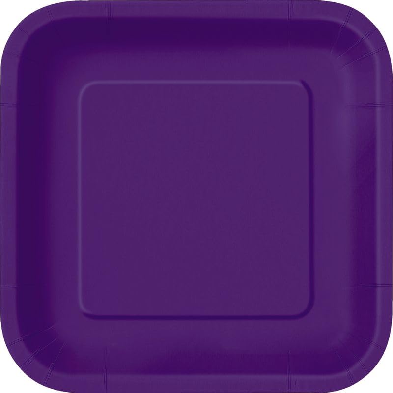 Unique 33040EU przyjazne dla środowiska kwadratowe talerze papierowe – 18 cm – kolor ciemnofioletowy – 16 (1 sztuka), Deep Purple