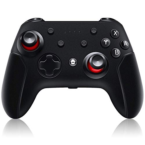 Mando inalámbrico con cable Joystick para PC con doble vibración y dispositivo Bluetooth Compatible con PS3 Windows XP/10/7/8/8.1 android TV box gamepad inalámbrico para el interruptor (negro)