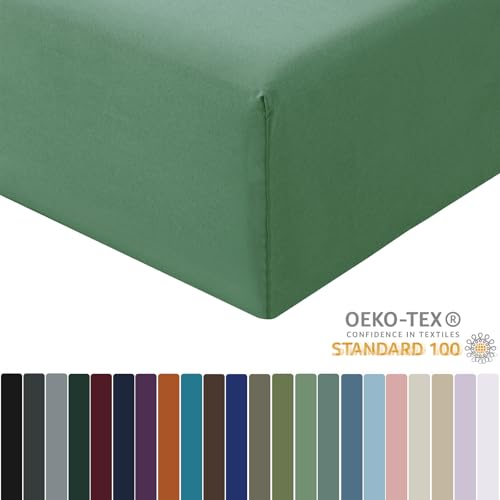 RUIKASI Spannbettlaken 160x200cm Grasgrün Bettlaken - Oeko Tex Spannbetttuch 160x200 Bettbezug… – Ansicht 2