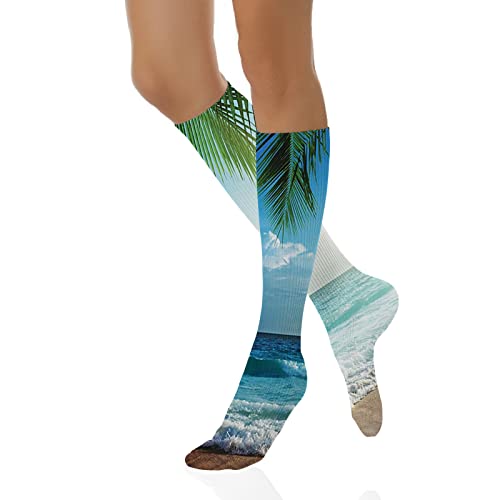 Fashion Compression Socks,Performance Cushioned Athletic Crew Socks for Running,Athletic