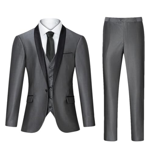 Men's 3 Pieces Business Notch Slim Fit Tuxedos Best Blazer for Wedding Suit
