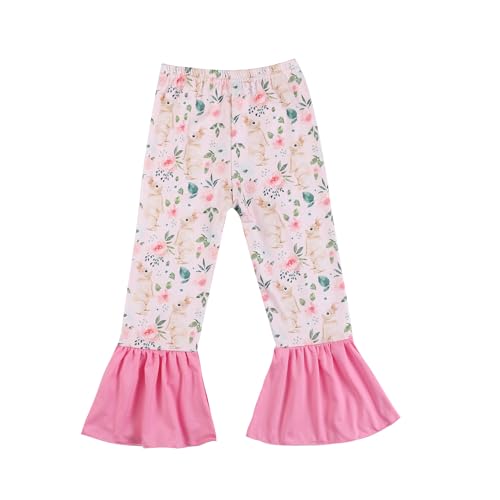 Image of nebljgo Toddler Girl Bunny Clothing Sets Spring Summer T-Shirt Leggings Pants Outfit 3-8Y