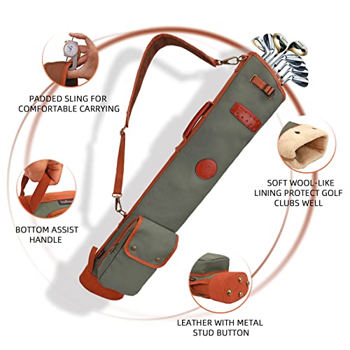 TOURBON Canvas Lightweight Sunday Golf Clubs Carry Bag Pockets Travel Driving Range Bags Storage - Image 6