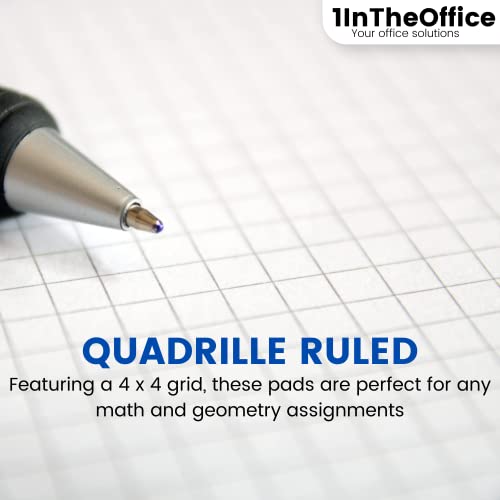 1InTheOffice Blocos de papel gráfico, bloco de escrita pautado em quadrille branco econômico, 21,5 c