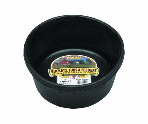 Little Giant Heavy Duty Rubber Tub | Durable Rubber Feed Pan | Indoor & Outdoor Use | Rubber Feed Bucket | 2 Quarts