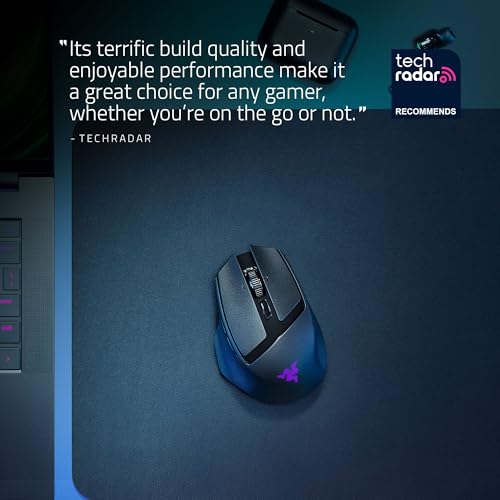 Image of Razer Basilisk Mobile Portable Ergonomic Wireless Gaming Mouse: 10 Programmable Controls HyperScroll - Optical Switches Gen-3 - Long Battery Life - AI Prompt - 2.4 GHz, Bluetooth, USB C