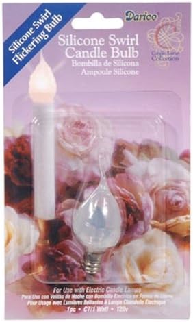 Replacement Bulb, Silicone Swirl Tip, Flickering 1W/120V for Candle Lamps