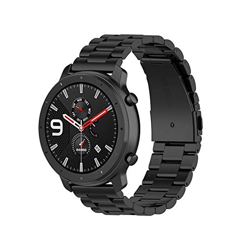 Metalica Correa Compatible con Huami Amazfit GTR de 47 mm, Reemplazo Pulsera Correa de Acero Inoxidable Agradable Saisiyiky (Nergo)