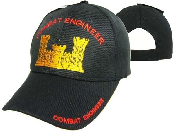 COLL7AWS Army Engineer Military Cap Army Combat Engineer HAT Black Licensed