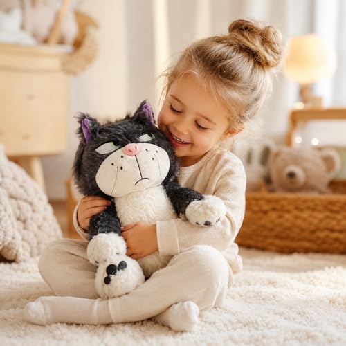 Image of Cute Grumpy Cat Plush Soft Toy Brown & Beige | Adorable Angry Expression Kitty Stuffed Toy with Yellow Eyes & Paw Detail | Premium Soft Cuddly Toy for Kids, Gifting & Decor