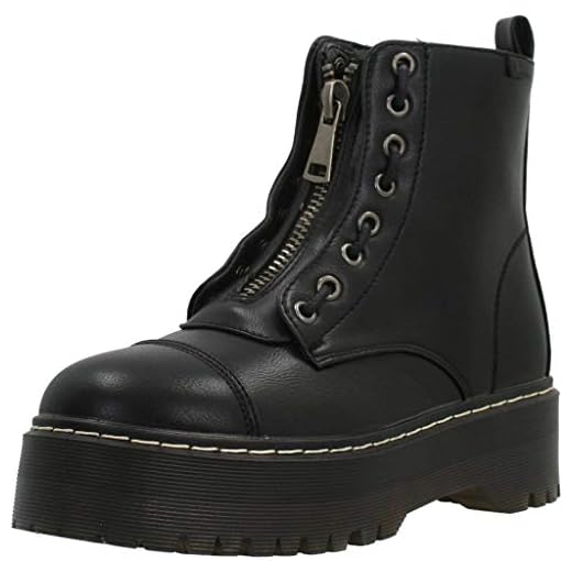 EMMSHU Avril Botas Plataforma para Mujer, Negro, 36 EU
