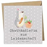 Mr. & Mrs. Panda Grußkarte Obsthändlerin Leidenschaft - Geschenk, anlasskarte, Lustig, faltkarte, Obstverkäuferin, Spruch, doppelkarte, Glückwunschkarte, Obstplantage, Witzig, Klappkarte