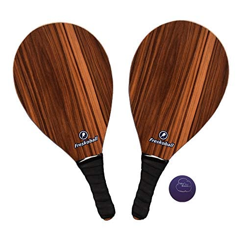 Frescobol Official Wood Rackets. Freskoball Paddle Ball Rackets, (2 ) frescoball Rackets and 1 high Pressure Rubber Ball .