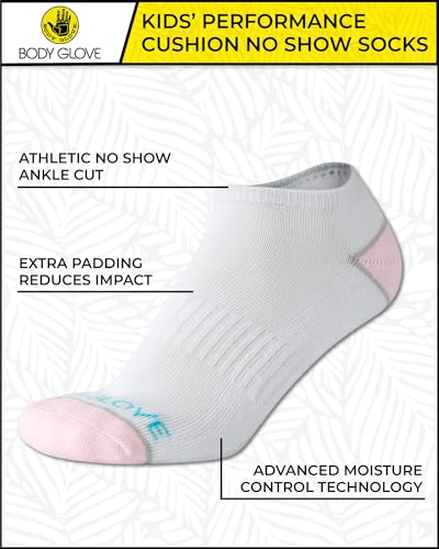 Body Glove Girls' 10 Pack Performance Cushion Athletic No Show Ankle Socks - Kids Low Cut Running Socks2