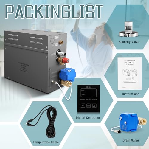 Image of 7.5KW Steam Generator-Quick start continuous steam,with Blackdigital control panel Self-Draining System, 95-131F Temp Control,Can be used for heating a space area of 7.5m /247Cu.ft. (7.5KW 220V)