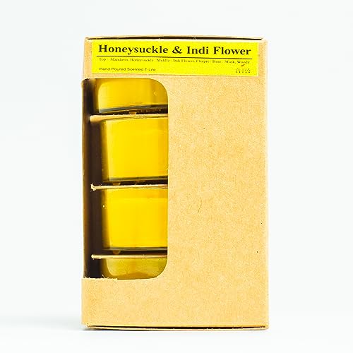 Image of AuraDecor Scented Soy Wax Acrylic Jumbo Tealight Candle, Organic Luxury Aroma, Aromatic /Aromatherapy Votive Candle || Burn Upto 30 Hours (Honey Suckle & IndiFlower, Set of 4 Jumbo Tealight)
