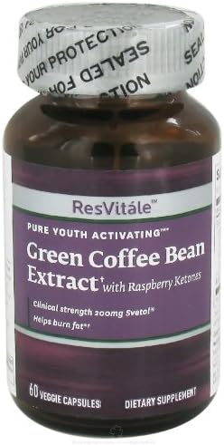 ResVitale - Pure Youth Activating Green Coffee Bean Extract Svetol with Raspberry Ketones - 60 Vegetarian Capsules