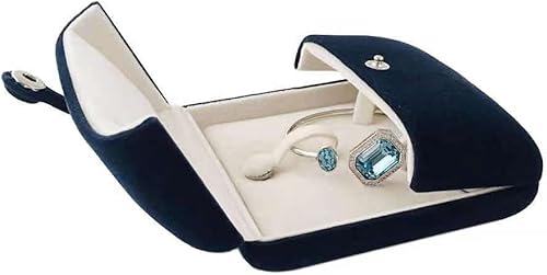 Miniatura 2 de Hermosa caja de pulsera de terciopelo azul marino con diseño único de alta calidad (joyería no incluida)