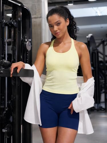 Image of sphinx cat Womens Ribbed Workout Crop Tops with Built in Bra Yoga Racerback Tank Top Slim Fit