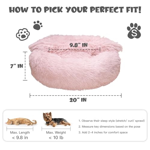 Image of Himax Dog Beds for Small Dogs&Cats, Comfort Dogs Beds with Blanket Attached, Calming Anti-Anxiety Fluffy Dog Bed Washable (20 inch /26 inch /35 inch) Pink