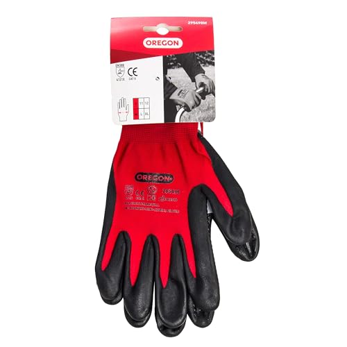 Oregon Guantes de Trabajo Rojos, Guantes de Nitrilo y Nylon Elástico, Guantes de Seguridad Unisex para Hombre y Mujer, Guantes de Protección Ideales para Trabajos de Jardinería y Bricolaje - Talla M - imagen 2