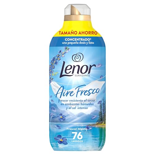 Lenor Aire Fresco Suavizante Para Ropa Frescor Alpino 76 Lavados, 1.064L, Frescor Resistente Al Secar En Ambientes Húmedos O Al Sol Intenso