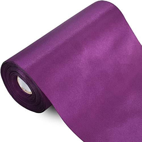 Amazon.com: TONIFUL 6 inch x 22yd Wide Purple Satin Ribbon Solid Fabric ...