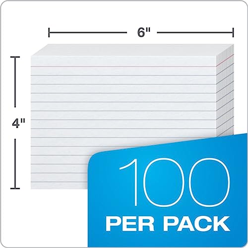 Oxford 4" x 6" Ruled White Index Cards, 100/Pack image 1