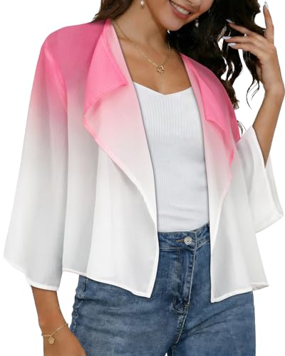 Image of Womens Summer Tops Short Shrugs Kimono Cardigans Casual Chiffon Bolero Jackets 2026