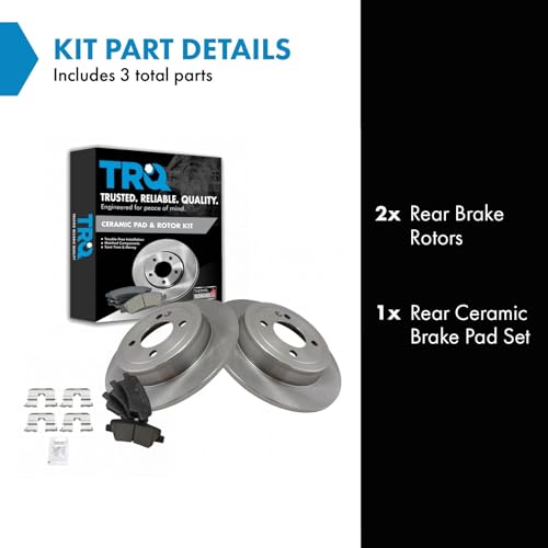 Image of TRQ Rear Brake Pad and Rotor Set Ceramic Solid Rotors