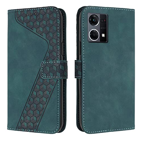 Étui de téléphone antichoc en cuir PU vintage vert pour la gamme Oppo Reno 4G