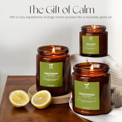 Image of Lemongrass Soy Candle, 180g, Essential Oil Aromatherapy Candle, 100% Soy Wax, Non-Toxic Clean Burn, Fresh Citrus Scent for Home Decor, 40+ Hour Burn, for Bedroom & Living Room