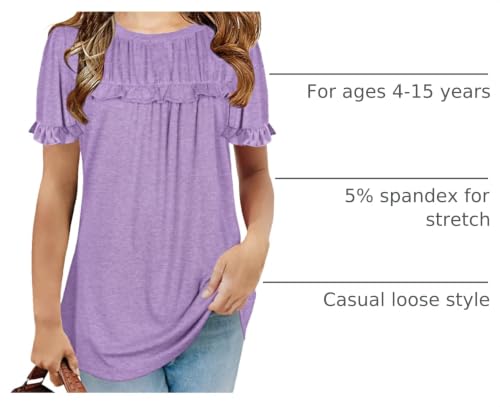 Image of Haloumoning Girls Crew Neck T Shirts Peplum Babydoll Tops Tees 4-15 Years | Girls T-Shirts, Casual Loose Tunic Tops, Cute Ruffle T Shirts, Short Sleeve Shirts, Long Sleeve Blouse
