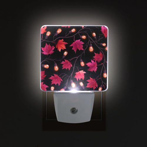 Luz nocturna con patrón de hojas de arce rojas miniatura 2