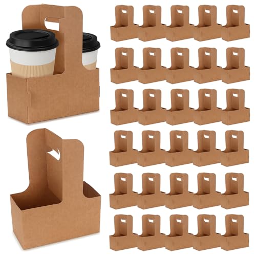 PATIKIL 2 Portabicchieri Tazze con Manico, 10Pz Portabicchieri Caffè Cartone Kraft Asporto, Portabicchieri Portatili Monouso con Manico per Asporto, Servizio Ristorazione, Nero