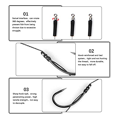 suaywo 12 Stück 6#/8#/10# Schnur Angelhaken Boilie Rig Karpfen Vorfach Geflochtene Haken zum Karpfen Vorfachtakelung… – Bild 3