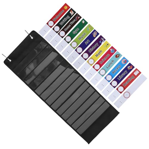 KAILIKETIY 格壁掛けスケジュールポケットチャート 教室 家用 オックスフォード製 耐久性 毎日の予定管理 装飾に 黒