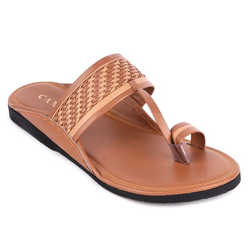 Image of CANVI Stylish Fancy & Comfortable Men's Kolhapuri Chappal Sandal Slipper for Men Stylish Faux Leather Men's Kolhapuri Slippers Thong Sandals for Men Stylish & Comfortable