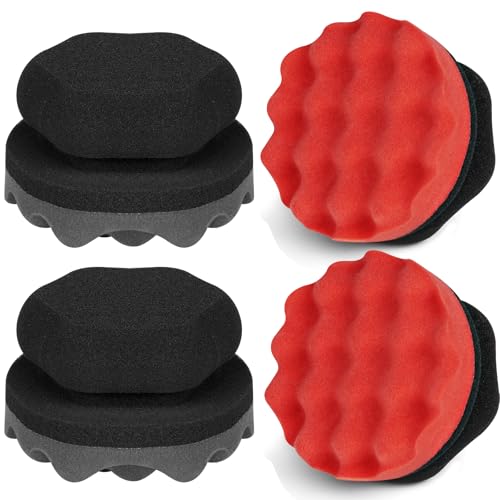 ZHAYAO Tire Shine Applicator Pad, Tire Hex Grip Applicator, Tire Shine Carving Foam Sponge Tool, Reusable Car Wash Supplies Tire Shine Applicator Tire Cleaner 4 Pack