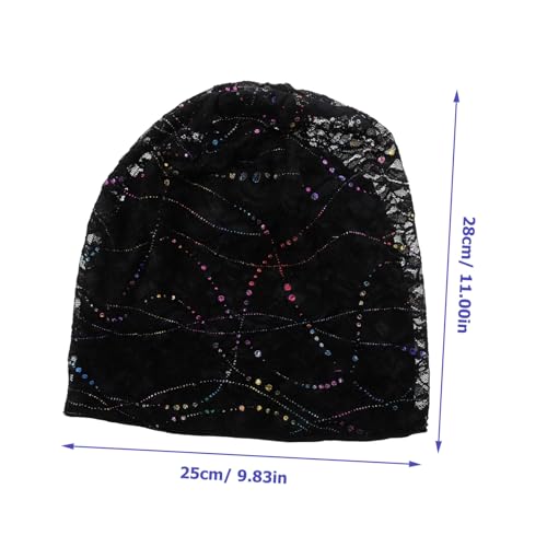 Beaupretty 1pc Breathable Lace Hat for Women and Girls Practical Flexible Headscarf Fashion Hollow Design Daily Use Accessory Black2